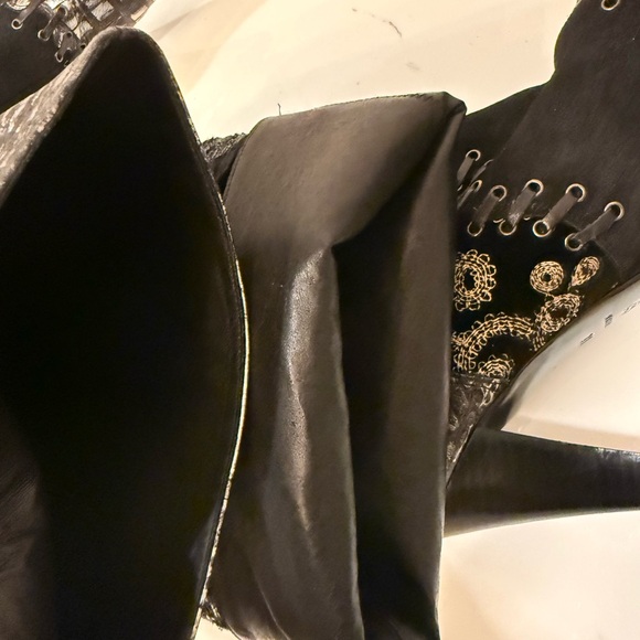 El Dante’s Handmade Leather Tall Boots, Mixed Media, Patchwork, Bohemian, Moto - Picture 10 of 13